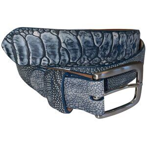 W. Kleinberg Men's Genuine Ostrich Leg Belt with Brushed Nickel Buckle